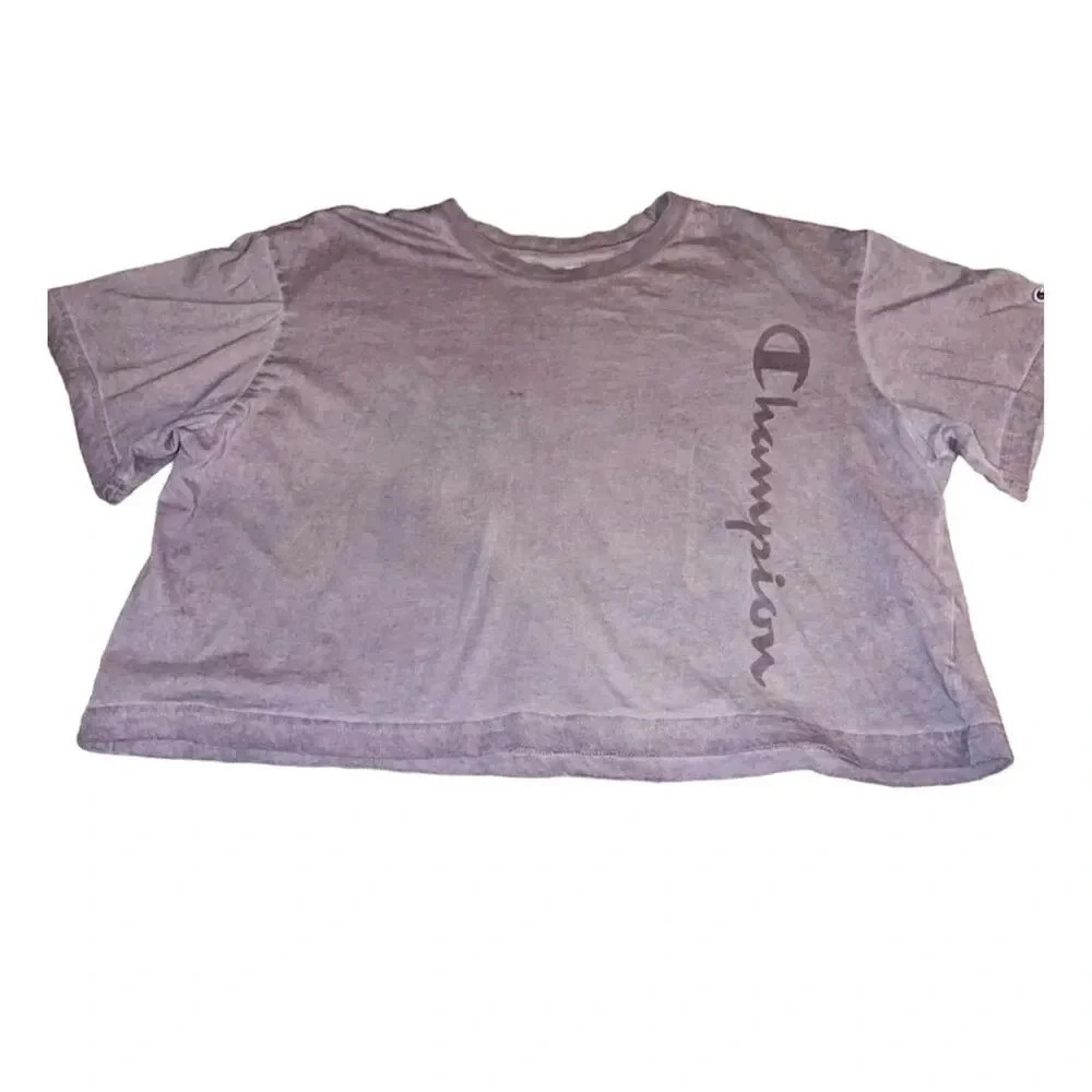 Champion Women's XL Cropped Short Sleeve T-Shirt dusty Purple Casual Summer - Picture 8 of 11
